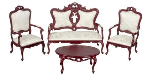 Puppenhaus Fancy Victorian Wohnzimmer Möbel Set Mahagoni Weiß Miniatur von Melody Jane