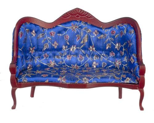 Puppenhaus Hochlehner Viktorianisches Sofa Mahagoni Königsblau Wohnzimmermöbel von Melody Jane
