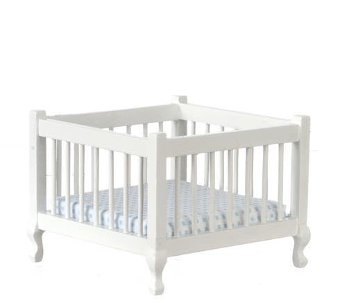 Puppenhaus Laufgitter Weiß Holz auf Cabriole Queen Anne Beine Kinderzimmer Möbel von Melody Jane