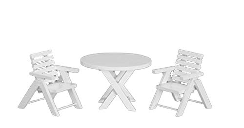 Puppenhaus Miniatur Garten Terrasse Möbel Weiß Holz Tisch und Stühle Set von Melody Jane