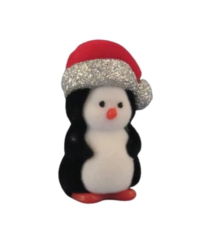 Puppenhaus Pinguin in Weihnachtsmütze beflockt Spielzeugladen Winter Kinderzimmer Zubehör von Melody Jane