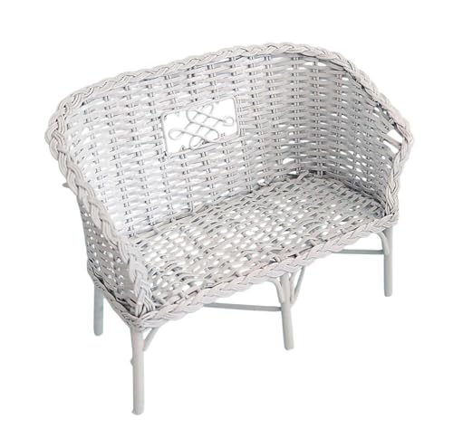Puppenhaus Ratan Sofa Weiß Metall Wintergarten Garten Wohnzimmer Möbel Puppenhaus Ratan Sofa Weiß Metall Wintergarten Garten Wohnzimmer Möbel von Melody Jane