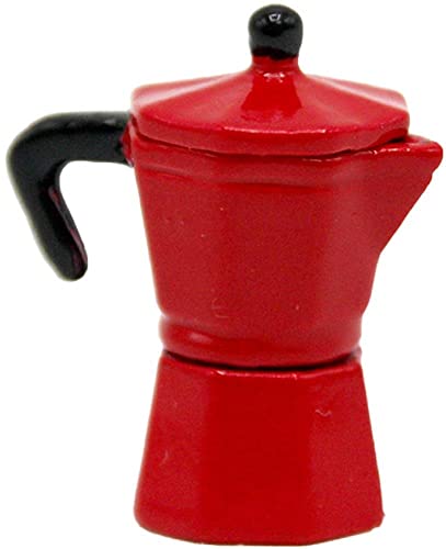Puppenhaus Rot italienische Espresso-Kaffeekanne Miniatur Küchenherd Zubehör von Melody Jane
