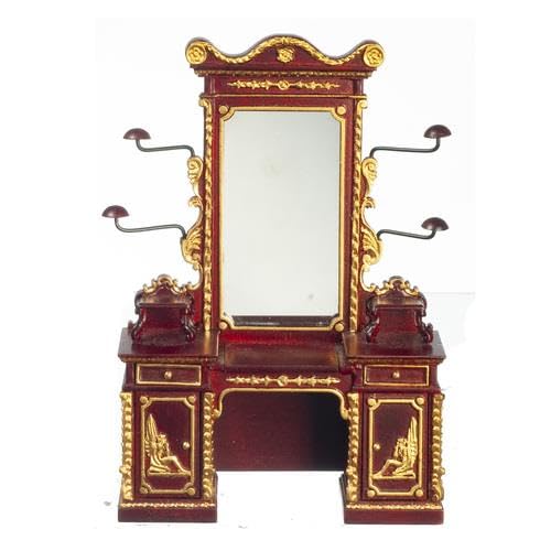 Puppenhaus Schminktisch Renaissance Mahagoni JBM Miniatur Schlafzimmermöbel von Melody Jane