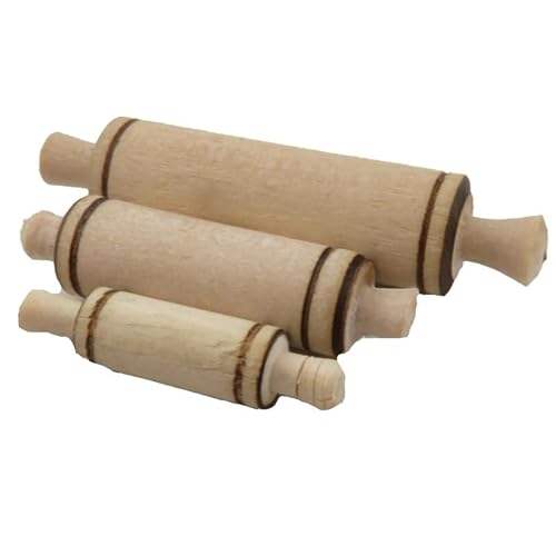 Puppenhaus Set mit 3 Nudelhölzern aus Holz, Miniatur-Küchenzubehör, Maßstab 1:12 Puppenhaus Set mit 3 Nudelhölzern aus Holz, Miniatur-Küchenzubehör, Maßstab 1:12 von Melody Jane