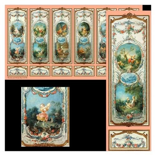 Puppenhaus Wandpaneel Tapete Chinoiserie Rosa 1:12 Miniaturdruck von Melody Jane