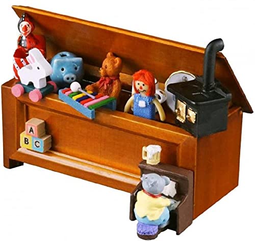 Puppenhaus altmodische gefüllte Spielzeugtruhe Miniatur-Rotter Kinderzimmermöbel von Melody Jane