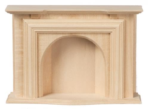 Puppenhaus unlackierter Kamin, blankes Holz, Maßstab 1:12, moderne Miniatur von Melody Jane