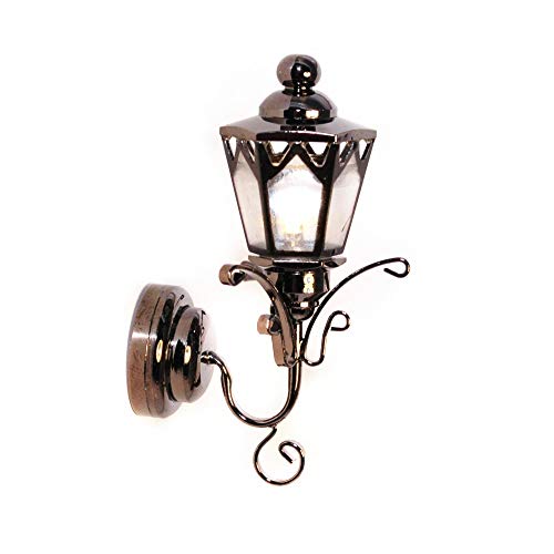 The Miniature Light Company Puppenhaus Schwarz Glänzend Coach Lampe Außen Laterne LED Batterie Wandleuchte von Melody Jane