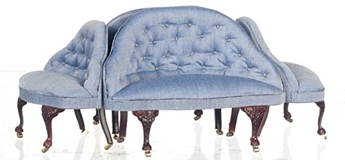 Town Square Miniatures Puppenhaus Louis XV French Conversation Sofa Platinum Hotel Lobby Möbel von Melody Jane