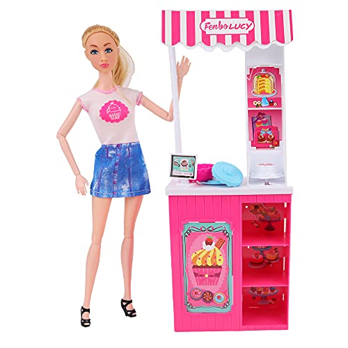 Melody City Melody - Patisserie-Verkäuferpuppe Mannequin-Puppe - 070063 - Rosa - Kunststoff - Figurine - Puppe - Kinder-Spielzeug - Geburtstag - Kiosk - Ab 3 Jahren von Melody City