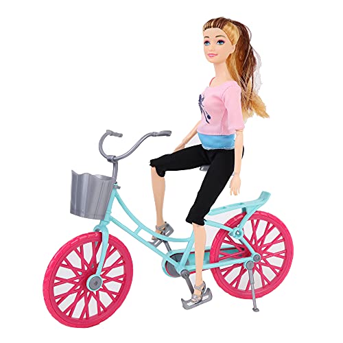 Melody City Melody - Fahrradfahrende Puppe Mannequin-Puppe - 126648 - Rosa - Kunststoff - Figurine - Puppe - Kinder Spielzeug - Geburtstag - Ab 3 Jahren von Melody City