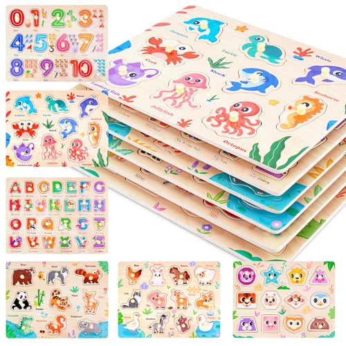 6PCS Kinder Holzpuzzle Spielzeug ab 3 Jahre, Montessori Spielzeug Puzzle ab 3 4 5 Jahre, Kinderspielzeug Steckpuzzle - Lernen Alphabet, Zahlen, Formen, Tiere, Lernspiele Geschenke für Jungen Mädchen 6PCS Kinder Holzpuzzle Spielzeug ab 3 Jahre, Montessori Spielzeug Puzzle ab 3 4 5 Jahre, Kinderspielzeug Steckpuzzle - Lernen Alphabet, Zahlen, Formen, Tiere, Lernspiele Geschenke für Jungen Mädchen von Melofaver