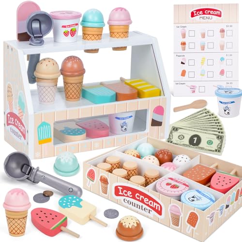 Eisdiele Kinder Holz, Kinderküche Zubehör ab 3 Jahre, Holzspielzeug Spielküche Zubehör, Eisladen Kinder Holz Einkaufsladen, Montessori Spielzeug Weihnachten Kinderspielzeug für Jungen Mädchen Eisdiele Kinder Holz, Kinderküche Zubehör ab 3 Jahre, Holzspielzeug Spielküche Zubehör, Eisladen Kinder Holz Einkaufsladen, Montessori Spielzeug Weihnachten Kinderspielzeug für Jungen Mädchen von Melofaver