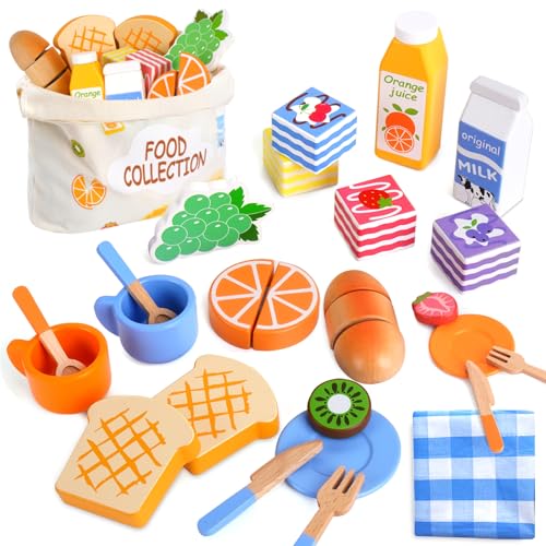 Picknick Kinder Set mit Decke Teeservice, Spielküche Zubehör, Montessori Spielzeug ab 1 2 3 Jahre, Kinderküche Zubehör Holz, Tee Set mit Dessert Outdoor Spielzeug Geschenk für Jungen Mädchen Picknick Kinder Set mit Decke Teeservice, Spielküche Zubehör, Montessori Spielzeug ab 1 2 3 Jahre, Kinderküche Zubehör Holz, Tee Set mit Dessert Outdoor Spielzeug Geschenk für Jungen Mädchen von Melofaver