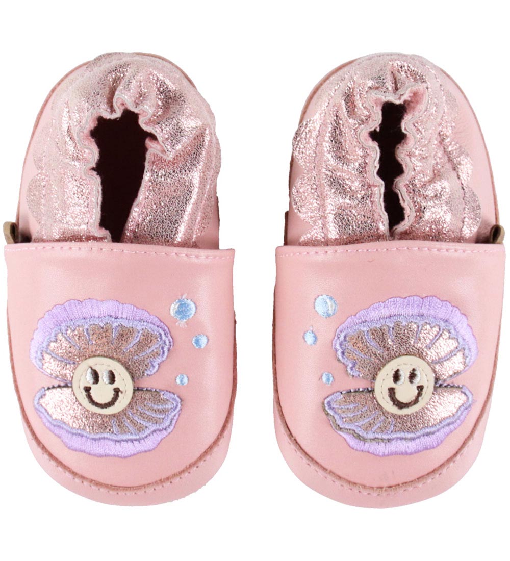 Melton Leder-Krabbelschuhe - Shell - Rose Grey m. Muschel - Melton - 20/21 - Leder-Krabbelschuhe von Melton