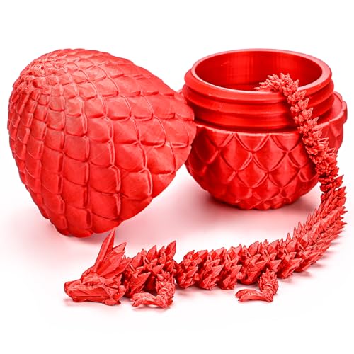 30,5 cm rotes Drachenei, 3D-gedruckter Drache, mysteriöses Drachenei, Dracheneier mit Drachen im Inneren, Zappeln, Drachenspielzeug von Memogizz