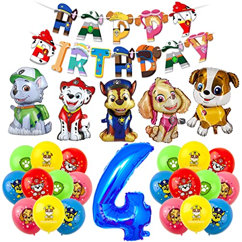 Geburtstagsdeko 4 Jahre Junge, Hund Patrol Geburtstag Deko, Luftballon 4. Geburtstag, Dog Patrol Ballons, Zahl 4 Luftballon, Happy Birthday Banner als 4 Jahre Kindergeburtstag Partydeko Geburtstagsdeko 4 Jahre Junge, Hund Patrol Geburtstag Deko, Luftballon 4. Geburtstag, Dog Patrol Ballons, Zahl 4 Luftballon, Happy Birthday Banner als 4 Jahre Kindergeburtstag Partydeko von Menelos