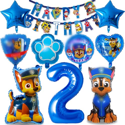 Dog Patrol Geburtstag Deko 2 Jahre, Luftballon Party Set, Hund Patrol Folienballon Blau, Happy Birthday Banner für Kindergeburtstag Dekoration Dog Patrol Geburtstag Deko 2 Jahre, Luftballon Party Set, Hund Patrol Folienballon Blau, Happy Birthday Banner für Kindergeburtstag Dekoration von Menelos