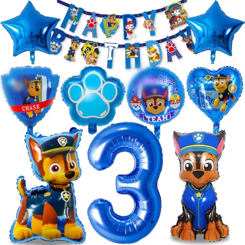 Dog Patrol Geburtstag Deko 3 Jahre, Luftballon Party Set, Hund Patrol Folienballon Blau, Happy Birthday Banner für Kindergeburtstag Dekoration Dog Patrol Geburtstag Deko 3 Jahre, Luftballon Party Set, Hund Patrol Folienballon Blau, Happy Birthday Banner für Kindergeburtstag Dekoration von Menelos