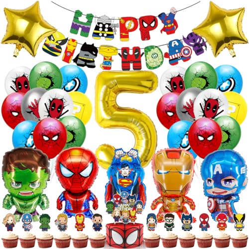 Superhelde Geburtstagsdeko 5 Jahre, Geburtstagdeko Kinder, Heros Luftballon GeburtstagDeko Junge, Geburtstag deko Tortendeko für Thema Party Superhelde Geburtstagsdeko 5 Jahre, Geburtstagdeko Kinder, Heros Luftballon GeburtstagDeko Junge, Geburtstag deko Tortendeko für Thema Party von Menelos