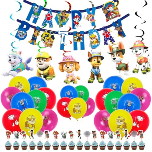 Geburtstagsdeko Jungen und Mädchen, Dog Patrol Geburtstag Deko, Kindergeburtstag Deko Set mit Luftballons, Happy Birthday Girlande, Hund Patrol Kuchen Deko, Spiralen als Party Dekoration Geburtstagsdeko Jungen und Mädchen, Dog Patrol Geburtstag Deko, Kindergeburtstag Deko Set mit Luftballons, Happy Birthday Girlande, Hund Patrol Kuchen Deko, Spiralen als Party Dekoration von Menelos