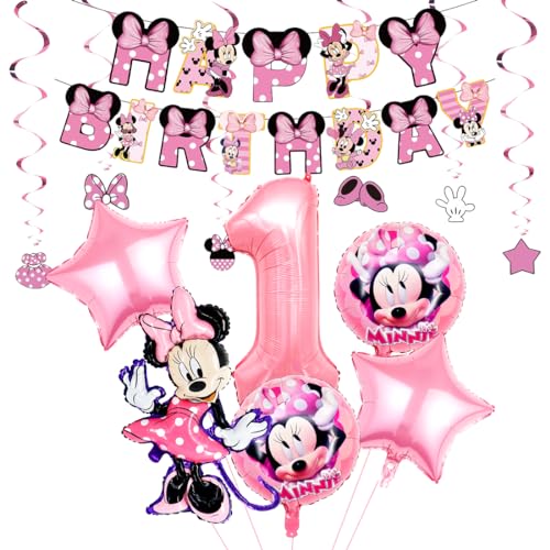 Geburtstagsdeko Mädchen 1 Jahre, Luftballon 1 Geburtstag, Mouse Deko 1. Geburtstag Mädchen, Rosa Ballon für kindergeburtstag Theme Party Geburtstagsdeko Mädchen 1 Jahre, Luftballon 1 Geburtstag, Mouse Deko 1. Geburtstag Mädchen, Rosa Ballon für kindergeburtstag Theme Party von Menelos