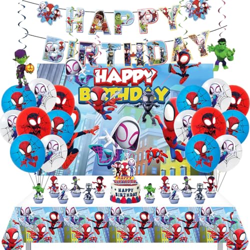 Geburtstagsdeko Spider, Deko Geburstag Kinder, Spider Superfreunde Geburtstag Set Jungen, Luftballon Set mit Tischdecke und Hintergrundtuch, Birthday Dekorations für Themenpartys Geburtstagsdeko Spider, Deko Geburstag Kinder, Spider Superfreunde Geburtstag Set Jungen, Luftballon Set mit Tischdecke und Hintergrundtuch, Birthday Dekorations für Themenpartys von Menelos