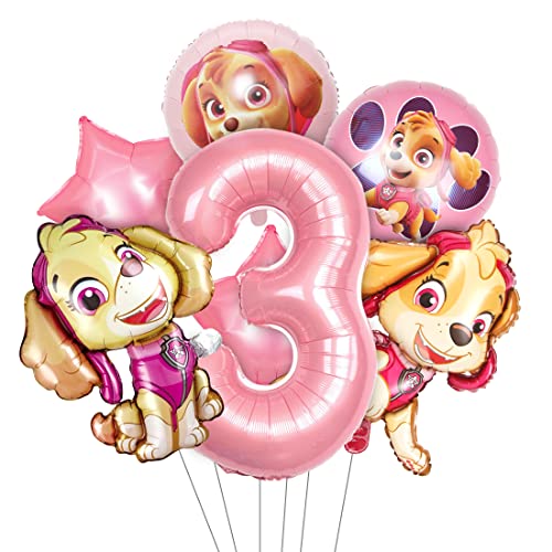 Hund Patrol Geburtstag Deko, Luftballon 3. Geburtstag Rosa, 7pcs Dog Patrol Ballons, Geburtstagsdeko 3 Jahre Mädchen, Kindergeburtstag Deko Set mit Sky Folienballons, Nummer 3 Heliumballon Hund Patrol Geburtstag Deko, Luftballon 3. Geburtstag Rosa, 7pcs Dog Patrol Ballons, Geburtstagsdeko 3 Jahre Mädchen, Kindergeburtstag Deko Set mit Sky Folienballons, Nummer 3 Heliumballon von Menelos