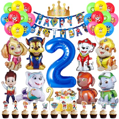 Patrol Geburtstag Deko 2 Jahre, Paw Luftballon Kindergeburtstag Jungen Mädchen, Cartoon Dog Ballons Set, Hund Dog Patrol Blau Luftballon 2 Geburtstag, Tortendeko für 2 Jahre Kindergeburtstag Partydeko Patrol Geburtstag Deko 2 Jahre, Paw Luftballon Kindergeburtstag Jungen Mädchen, Cartoon Dog Ballons Set, Hund Dog Patrol Blau Luftballon 2 Geburtstag, Tortendeko für 2 Jahre Kindergeburtstag Partydeko von Menelos