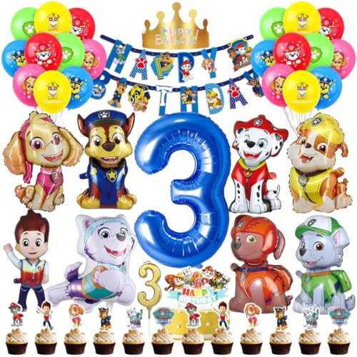 Patrol Geburtstag Deko 3 Jahre, Paw Luftballon Kindergeburtstag Jungen Mädchen, Cartoon Dog Ballons Set, Hund Dog Patrol Blau Luftballon 3 Geburtstag, Tortendeko für 3 Jahre Kindergeburtstag Partydeko Patrol Geburtstag Deko 3 Jahre, Paw Luftballon Kindergeburtstag Jungen Mädchen, Cartoon Dog Ballons Set, Hund Dog Patrol Blau Luftballon 3 Geburtstag, Tortendeko für 3 Jahre Kindergeburtstag Partydeko von Menelos