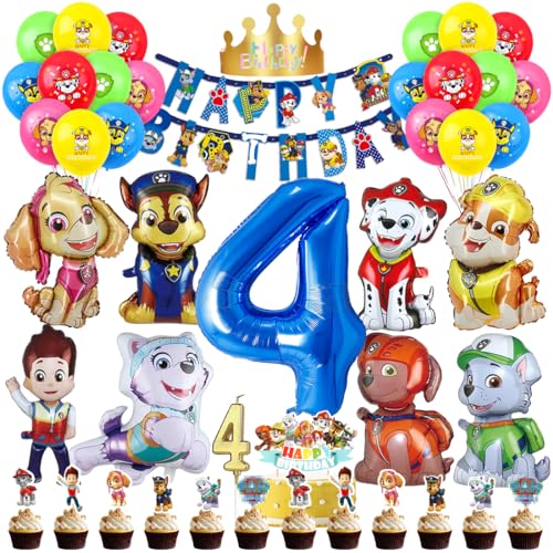 Patrol Geburtstag Deko 4 Jahre, Paw Luftballon Kindergeburtstag Jungen Mädchen, Cartoon Dog Ballons Set, Hund Dog Patrol Blau Luftballon 4 Geburtstag, Tortendeko für 4 Jahre Kindergeburtstag Partydeko Patrol Geburtstag Deko 4 Jahre, Paw Luftballon Kindergeburtstag Jungen Mädchen, Cartoon Dog Ballons Set, Hund Dog Patrol Blau Luftballon 4 Geburtstag, Tortendeko für 4 Jahre Kindergeburtstag Partydeko von Menelos