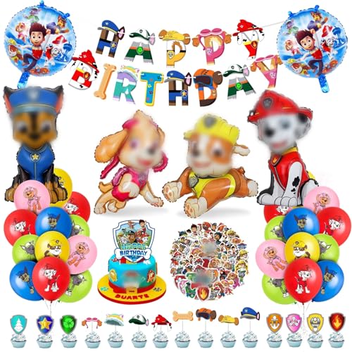 Paw Dog Geburtstag Deko mit Lustige Kinderaufkleber, Kindergeburtstag Deko, Luftballons Geburtstag mit Happy Birthday Banner, Kuchendekoration, Ballon Set Geburtstag fur Mädchen Junge Paw Dog Geburtstag Deko mit Lustige Kinderaufkleber, Kindergeburtstag Deko, Luftballons Geburtstag mit Happy Birthday Banner, Kuchendekoration, Ballon Set Geburtstag fur Mädchen Junge von Menelos