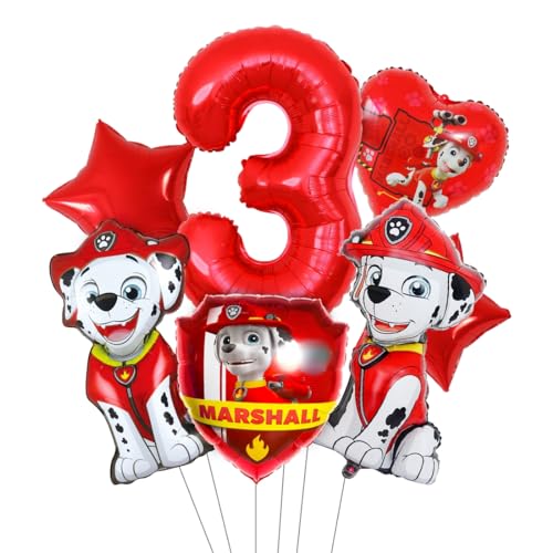 Dog Patrol Geburtstag Deko 3 Jahre, Luftballon 3. Geburtstag Rot, 7pcs Hund Patrol Ballons, Geburtstagsdeko 3 Jahre Kinder, Marschal Folienballon als Kindergeburtstag Partydeko Set Dog Patrol Geburtstag Deko 3 Jahre, Luftballon 3. Geburtstag Rot, 7pcs Hund Patrol Ballons, Geburtstagsdeko 3 Jahre Kinder, Marschal Folienballon als Kindergeburtstag Partydeko Set von Menelos