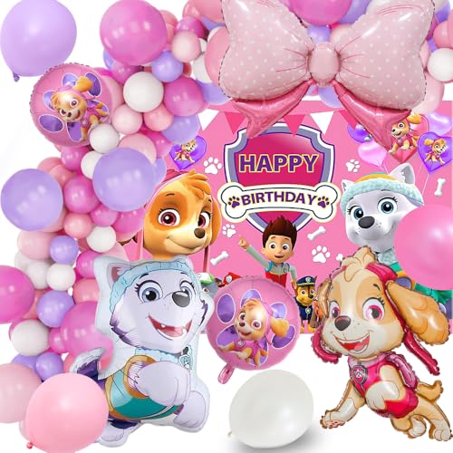 Hund Patrol Geburtstag Deko Mädchen, Bunte Ballon Girlande, Geburtstagsdeko Set mit Pfote Patrol Luftballon, Ballonbogen, Rosa Hintergrund als Kindergeburtstag Party Deko Hund Patrol Geburtstag Deko Mädchen, Bunte Ballon Girlande, Geburtstagsdeko Set mit Pfote Patrol Luftballon, Ballonbogen, Rosa Hintergrund als Kindergeburtstag Party Deko von Menelos