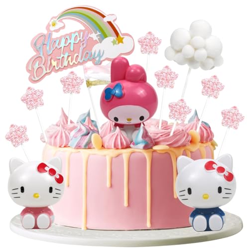 Tortendekoration Set, Katze Figur Kuchendekoration, Torten Deko Mädchen, Happy Birthday Tortenaufleger, Cake Topper Geburtstag Deko für Mädchen Kinder Tortendekoration Set, Katze Figur Kuchendekoration, Torten Deko Mädchen, Happy Birthday Tortenaufleger, Cake Topper Geburtstag Deko für Mädchen Kinder von Menelos