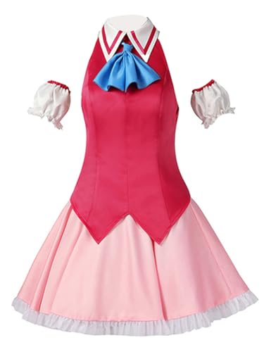 Ai Hoshino Cosplay-Kostüm, Oshi No Ko Cosplay, rotes Kleid, Hase, Haarnadel, Performance-Hemd (Rosa, Medium) von MengXin