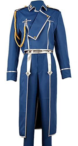 Anime Fullmetal Alchemist Cosplay Roy Mustang Kostüm Damen Herren Armee-Uniform Halloween (groß, blau) von MengXin