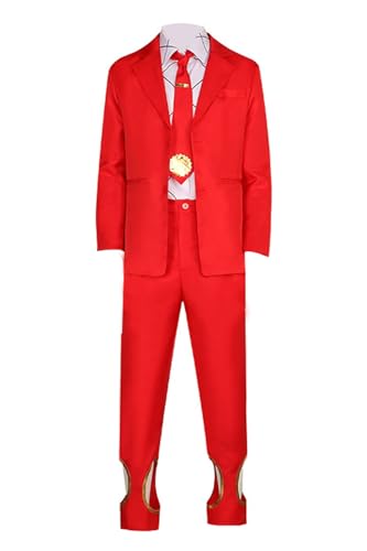 Anime High Card Cosplay Chris Redgrave Kostüm für Herren, rotes Anzug-Set, Oberteil, Jacke, Hose, Krawatte, Uniform (Rot, XXXL) von MengXin
