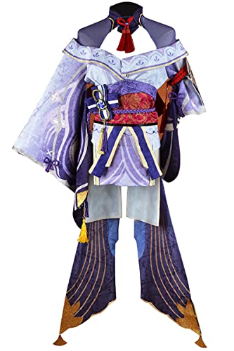 Game Genshin Impact Raiden Shogun Cosplay Kostüm Sexy Frauen Kimono Kleid Outfit (X-Large) von MengXin