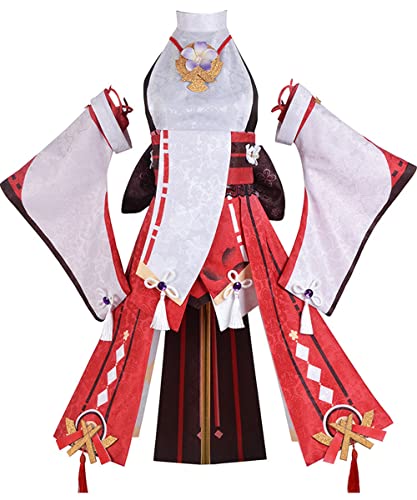 Game Genshin Impact Yae Miko Cosplay Kostüm Damen Kleid Halloween Kimono (X-Small) von MengXin