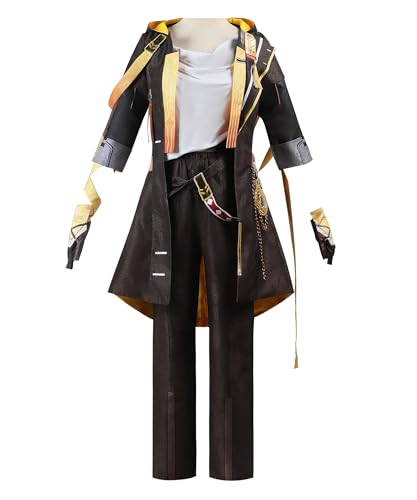 Game Honkai Star Rail Caelus Cosplay Herren Uniform Kostüm Halloween Party Rollenspiel Outfit (schwarz, XS) von MengXin