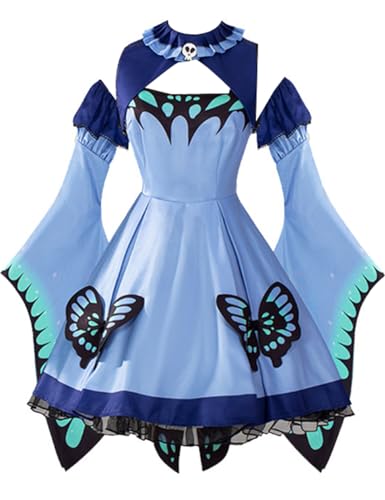 Hololive Fantasy Uruha Rushia Cosplay Kostüm Zubehör Prinzessin Kleid Halloween Anzug (Blau, M) von MengXin