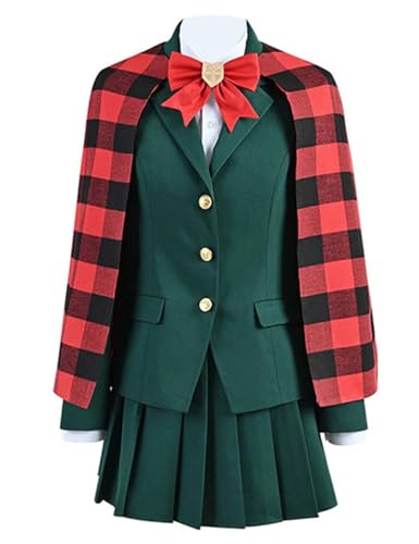 MengXin Anime Burn The Witch Cosplay Noel Niihashi Ninny Spangcole Cosplay Kostüm JK Uniform Umhang Anzug (Grün, XL) von MengXin