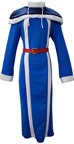MengXin Anime Fairy Tail Cosplay Juvia Lockser Cosplay Kostüm Damen Outfit Kleid Umhang Hut Gürtel Anzug (Blau, Anpassen) von MengXin
