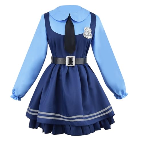 MengXin Anime Zootopia Cosplay-Kostüm, Judy Lolita, Kleid, Uniform, Dienstmädchen-Outfit, Halloween-Party, Verkleidung (Blau, Größe XS) von MengXin