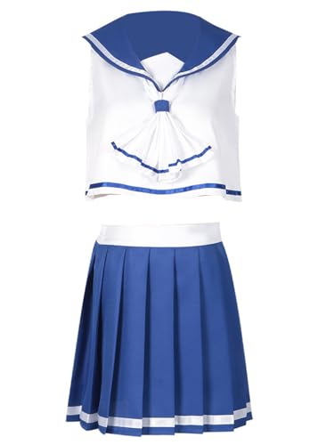 MengXin Hoshino Rubii Cosplay Anime Oshi No Ko Kostüm Rock JK Uniform Matrosenanzug Kleid Halloween (Blau, L) von MengXin