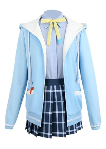 MengXin LoveLive! Tennouji Rina Cosplay Kostüm Nijigasaki High School Idol Club Rina JK Uniform Rock (Blau, XL) von MengXin