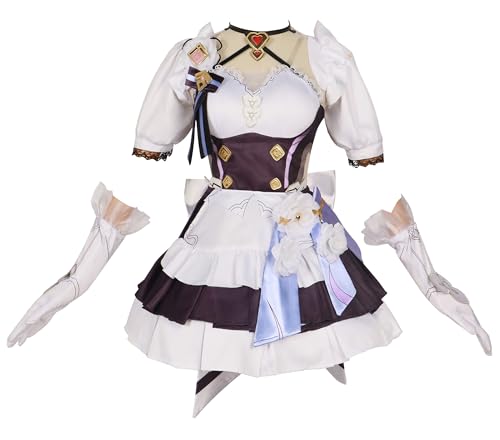 MengXin Spiel Honkai Star Rail Elysia Cosplay Kostüm Damen Mädchen Französisch Dienstmädchen Kleid Halloween Uniform (Weiß, X-Large) von MengXin