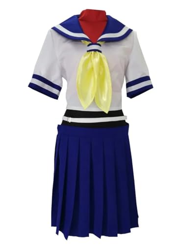 Sakura Kasugano Cosplay-Kostüm für Damen und Mädchen, Matrosenanzug, Uniform, Kleid, personalisierbar (Blau, Größe M) von MengXin